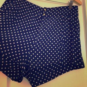 Blue and white polka dot Sailor short shorts